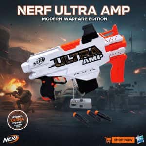 Nerf Ultra Amp Motorized Blaster | Includes 6-Dart Clip & Darts | High-Performance Toy for Ages 14+