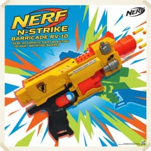 NERF N-Strike Barricade RV-10 Motorized Semi-Auto Blaster - 10 Dart Revolver Style Toy Gun